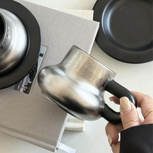 Taza de Cerámica Linda y de Alta Gama para Parejas, Taza de Café y Leche con Platillo, Taza de Cerámica Retro Original de Pequeña Capacidad - Product Image 4