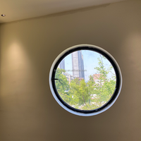 Ventanas Abatibles de Gran Tamaño con Marco de Aluminio, Vidrio Templado y Acero Inoxidable, Ventana Redonda para Uso Exterior
