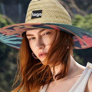 CXY-Wholesale Custom Promotional Unisex Sun <b>Wide</b> Brim Woven Uv Sun Fitted Fishing Straw Lifeguard Hat for Men With Custom logo - Product Image 1