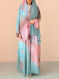 Abaya musulmane élégante en mousseline de soie respirante à imprimé numérique LEDUO pour l'Aïd Ramadan - Product Image 3