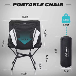 Chaise de lune extérieure à hauteur réglable Chaises de camping pliables portables avec poches latérales pour la randonnée pédestre Plage Camping - Product Image 3