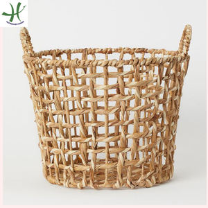 Eco-Friendly Water Hyacinth <b>Basket</b> with Two Handles, Fruit <b>Basket</b> for Harvest, <b>Straw</b> Woven <b>Basket</b> - Product Image 2