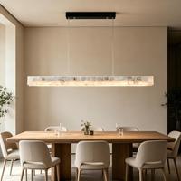 Lustre LED linéaire moderne en marbre blanc, style île, en albâtre espagnol, long, à hauteur réglable, pour cuisine et salle à manger