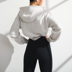 Sweat-shirt à capuche zippé pour femme, couleur unie, en coton doux, style coréen, décontracté, à manches longues, pour un usage quotidien - Product Image 4