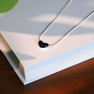 Umi Studio <b>Black</b> <b>Heart</b> Necklace S925 Sterling Silver Women's Minimalist Everyday Wear - Product Image 2