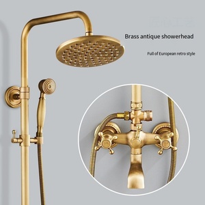 Ensemble de douche en laiton de style européen avec mitigeur en céramique, finition brossée, barre coulissante à double poignée, fonctions Pause/<span class=keywords><strong>Jet</strong></span>/Pluie - Product Image 3