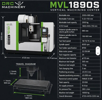 Centre d'usinage vertical CNC MVL1890S DRC Machinery avec broche BT50 6000 tr/min et axe Z à glissières pour coupes lourdes