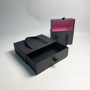 Grande cassetto nero con Logo personalizzato caldo scorrevole rigido in cartone di lusso scatola di carta per abbigliamento per biancheria intima e calzini - Product Image 2