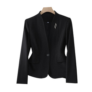 Women's Collarless Blazer Slim Fit Long Sleeve Professional Attire For Commute Polyester Fabric 9715hzy - Product Image 5