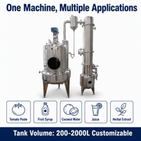 Évaporateur de concentrateur sous vide 1000L pour pâte de tomate sirop de fruits grattoir d'eau de noix de coco Type usines de fabrication de Distillation