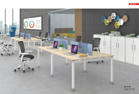 Bureau debout moderne en acier extensible et durable pour 6 personnes avec pieds réglables en hauteur, montage facile