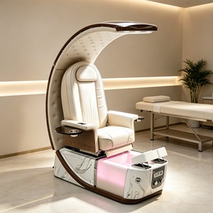 Fauteuil de pédicure de luxe en forme de lune, fauteuil de pédicure électrique inclinable avec massage, lumière LED, base en marbre, fauteuil de spa pour les pieds - Product Image 6