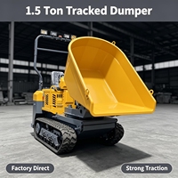 Mini-dumper à charge lourde 1,5T, chargeuse compacte diesel Euro5, pompe hydraulique sur chenilles, benne basculante, auto-déchargeante, pour travaux agricoles et terrassement