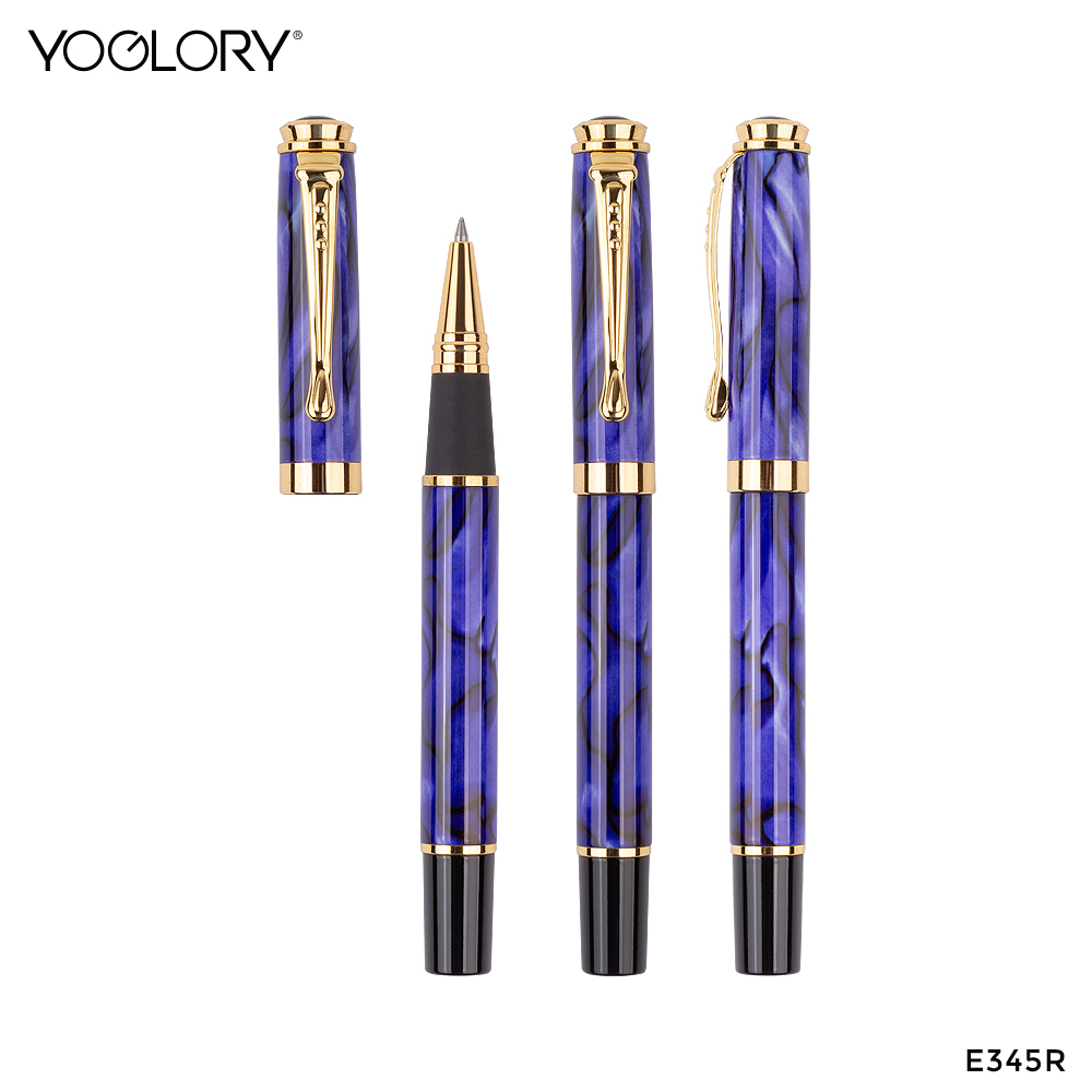 Ручная работа синяя акриловая Золотая отделка Красивая шариковая ручка индивидуальный логотип или цвет в качестве красивого корпоративного подарка