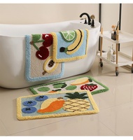 Keset Kamar Mandi Persegi Panjang Modern dari Microfiber TPR dengan Alas Anti-Selip, Daya Serap Tinggi, Pola Bunga, Ketebalan Sedang, Dapat Dicuci dengan Mesin.