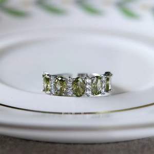 Bague en alliage Forêt Mystique, inspirée de l'art français, avec zircon vert olive exquis et délicat, pour empilage, pour l'index, mariage, fiançailles, en argent 925 - Product Image 2