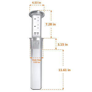 Electric Rise 2 Way <strong>UK</strong> Pop up <strong>Sockets</strong> with Wireless 15W Fast Charging for Kitchen Worktops - Product Image 6