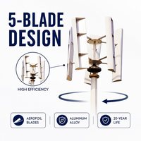 Éolienne à axe vertical GWH-500W, système hybride éolien-solaire, capture du vent à 360°, alimentation indépendante 24/7, VAWT