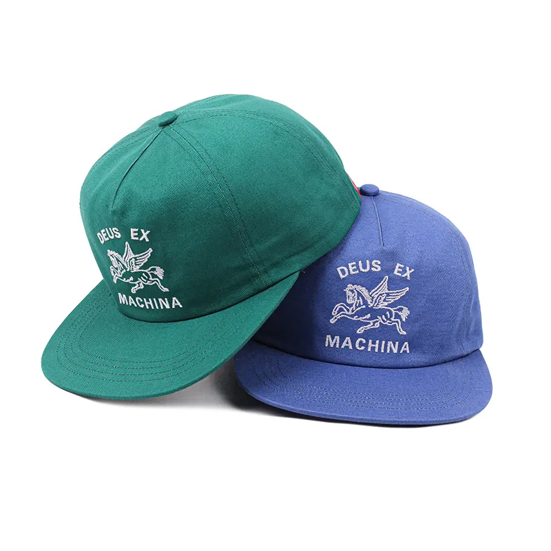 OEM embroidered logo flat brim unstructured style snapback cap hat