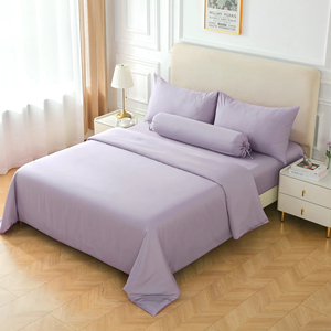 100% tre <span class=keywords><strong>sateen</strong></span> dệt 400TC Oeko-tex chứng nhận bộ đồ giường dùng một lần Bìa đồng bằng nhuộm tấm thiết lập cho vua/Nữ Hoàng/đôi Kích thước nhà - Product Image 1