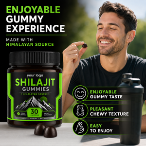 Gummies de Shilajit Pur et Brut de l'Himalaya, Formule Personnalisée, Certifiées GMP, Véganes, Sans OGM, au Ginseng et Maca, pour l'Énergie, la Stamina et la Vitalité - Product Image 4