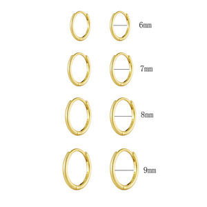Simple Custom Tarnish Free Fashion Jewelry Women <strong>Huggie</strong> 925 Silver <strong>Wholesale</strong> Small 18K Gold Plated Hoop Earrings - Product Image 1