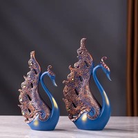Ornements de cygne abstraits Art Déco en résine Johnson Lee haut de gamme de luxe pour armoires à vin, salon, bureau et maison