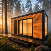 Maison préfabriquée moderne de luxe en conteneur avec bardage en bois, mini-maison modulaire, bureau portable de jardin, hôtel, pod de vie durable