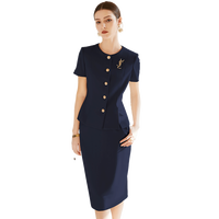 ODM OEM derniers ensembles de costumes de travail de caractère haut de gamme blazers et pantalons ensembles de deux pièces design moderne coupe ajustée à manches courtes