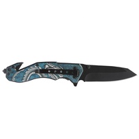 Couteau de sécurité multifonctionnel Spanto Blade Flipper Open avec motif de dragon chinois, impression UV, poignée phosphorescente, coupe-ceinture