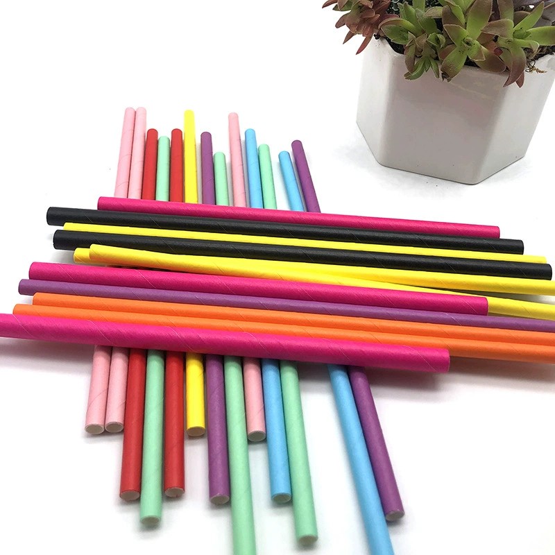 Factory Low Price Wholesale Hot Selling 6mm*197mm Eco Disposable Colorful CMYK 4-Color Custom Printed Paper Straws for Party Use