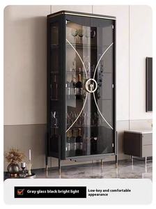 Armoire à <span class=keywords><strong>vin</strong></span> italienne moderne haut de gamme, porte en verre simple, vitrine de luxe pour la maison, salon, style panneau mural en <span class=keywords><strong>bois</strong></span> - Product Image 5