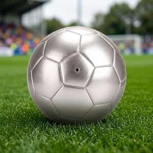 Silver Metallic Soccer Ball Classic Stitched Panel Design <b>Football</b> - Product Image 6
