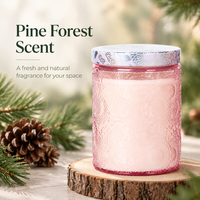Bougie en cire de soja parfumée en verre gaufré de 400 g avec couvercle métallique décoratif pour l'aromathérapie à domicile et un cadeau romantique