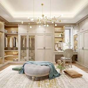 European Style Solid Wood Bedroom Furniture <b>Wardrobe</b> High End Matte White Walk in Closet <b>Wardrobe</b> - Product Image 3