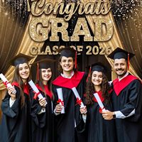 Décor de fond de scène de remise de diplôme 2026, grand format noir et or, « Félicitations diplômé », décorations de fête, accessoires de photomaton, bannière personnalisable