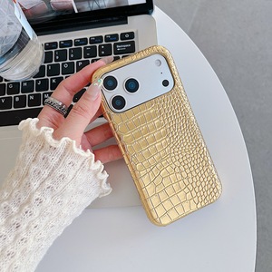 Coque de protection rigide antichoc effet crocodile en cuir synthétique verni brillant pour iPhone 17 16 Pro Max - Product Image 2
