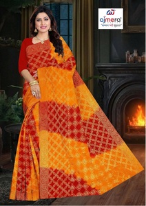 Traditional Party Wear Ajmera Cotton Printed <b>Saree</b> Elegant Soft Stylish Ethnic Fashion Collection Quick Dry All Seasons for - Product Image 4