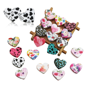 Nouvel Arrivage Perles en Silicone en Forme de Cœur pour la Dentition des Bébés, Perles Focales Libres pour la Fabrication de Stylos, Perles en Silicone Imprimées Cœur pour la Saint-Valentin - Product Image 2