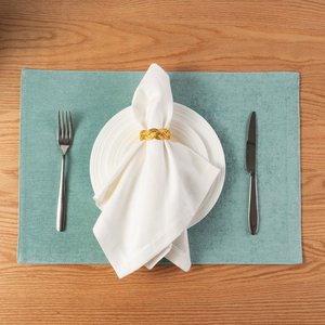 Polyester Cotton Print Solid Trim <strong>Set</strong> <strong>of</strong> 4 <strong>6</strong> Rectangle Round Washable <strong>Placemats</strong> Place Mats for Party Family Gathering - Product Image 6