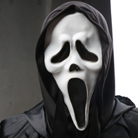Masque d'horreur Halloween Scream, couvre-chef en plastique effrayant pour NPC, accessoire de déguisement pour fête cosplay, blague, farce, costume effrayant, noir
