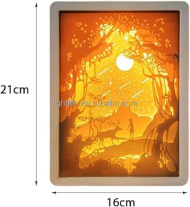 Thiết Kế Mới LED Giấy Điêu Khắc Khung Bảng Đèn Nghệ Thuật Tâm Trạng Ánh Sáng Sáng Sáng Tạo Giấy Cắt Ánh Sáng Hộp 3D Gương Giấy Khắc Đèn Ban Đêm - Product Image 6