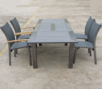 Table de salle à manger extensible en aluminium avec système papillon, design moderne à 4 pieds, pour patio extérieur, ensemble de chaises 10/12 places