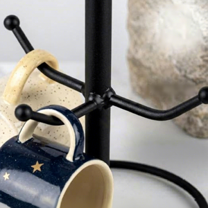 Support à tasses métallique à trois niveaux avec support rotatif à 360° pour rangement de cuisine, design circulaire moderne, type sur pied - Product Image 3