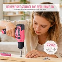 Ensemble d'outils rose avec perceuse 8V, kit complet de perceuse électrique sans fil et rechargeable par USB, réparation et entretien domestiques DIY