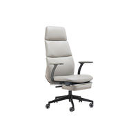 Chaise de bureau exécutive ergonomique à dossier haut pivotant, base chromée, en cuir PU, pour bureau à domicile