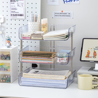 Organizador de Escritorio Multifuncional Transparente de Plástico, Organizador de Papel A4, Porta Archivos para el Hogar, Oficina, Escritorio, Escuela