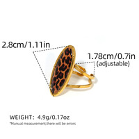 Bijoux de mode plaqués or 18 carats, ovales, ronds, carrés, motif léopard émaillé, en acier inoxydable, coupe ovale tendance, vente en gros pour femmes