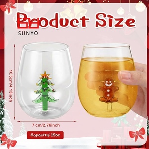 <span class=keywords><strong>Copa</strong></span> de Vino sin Tallo de 450 ml, Hecha a Mano, Reutilizable, Personalizada, de Vidrio de Borosilicato, Decoración Navideña para Árbol de Navidad, para Jugo - Product Image 2