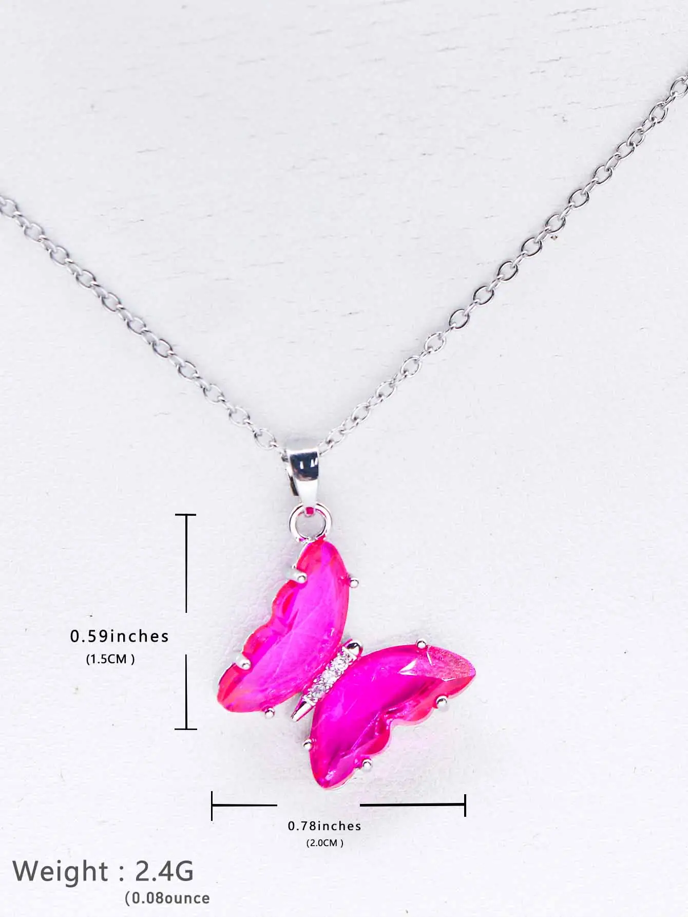 Women's Fashionable Copper Silver Butterfly Necklace Daily Worn Alloy Jewelry with Oval Cutting Diamond Shape Perfect Gift Idea